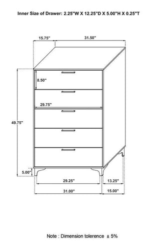 Kendall - 5-Drawer Bedroom Chest - White
