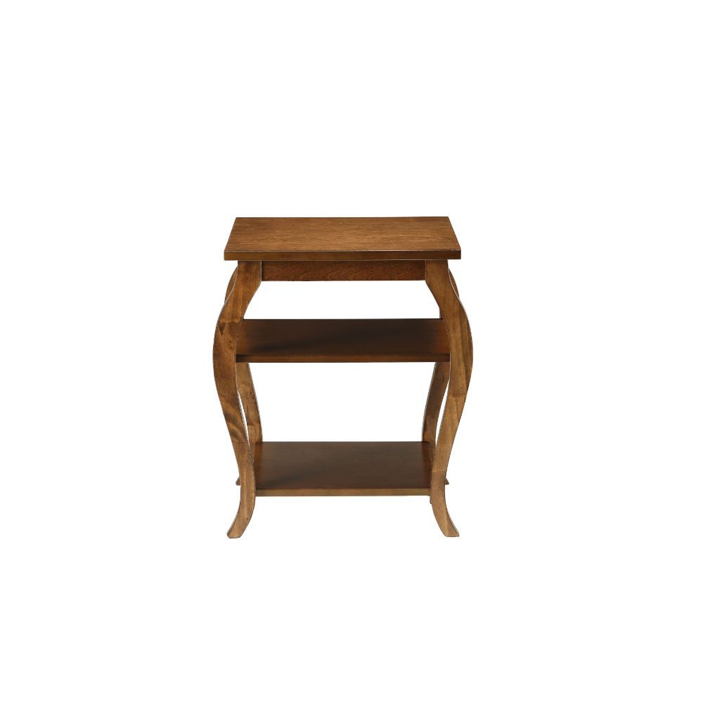 With the ability to be facing either way depending on what you like, the Becci end table is an unique design in which it can be turned either way. It features two lower shelves for plenty of open storage. And also offered in five colors: Walnut for the tr