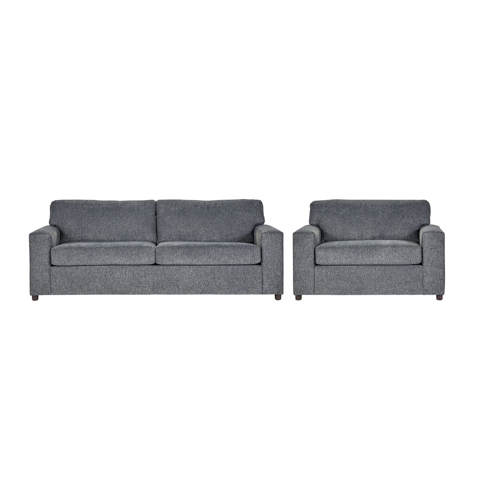Introducing the Kylo 2 Piece Sofa and Cuddle Chair Set, a versatile and cozy addition to any living space. Crafted with 100% polyester Ash Gray easy-care fabric, this transitional set is at home in any dÃ©cor. Both pieces feature square arms and attached 