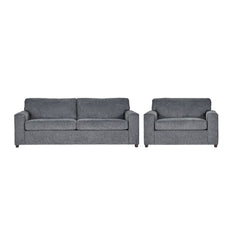 Introducing the Kylo 2 Piece Sofa and Cuddle Chair Set, a versatile and cozy addition to any living space. Crafted with 100% polyester Ash Gray easy-care fabric, this transitional set is at home in any dÃ©cor. Both pieces feature square arms and attached 