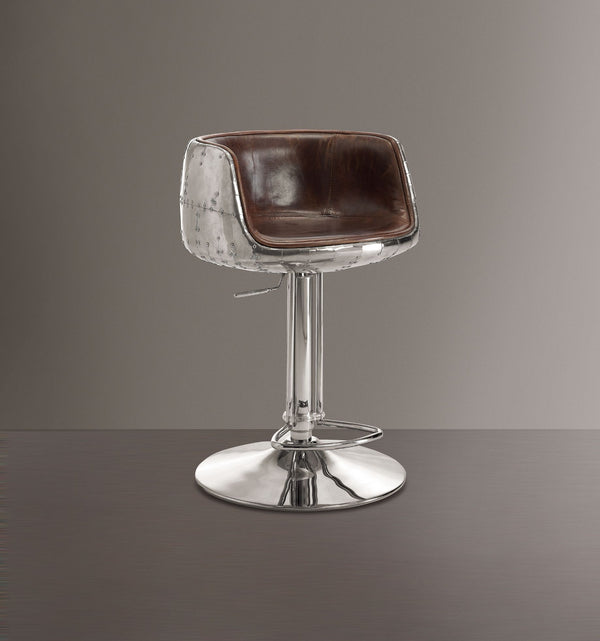 The Brancaster incredible design features smooth lines, combining with aluminum and leather together to bring you a vintage sensation in the living room. Characterized by bucket seat with sturdy metal base and footrest, our Brancaster adjustable stool is 