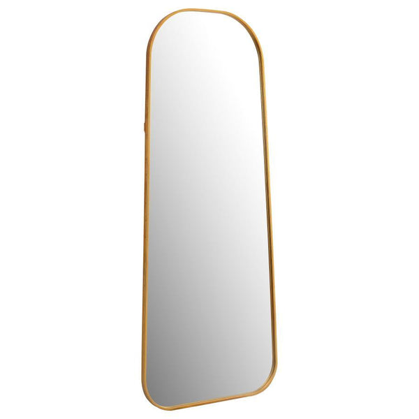 A fashion-forward look takes on simple style for perfect balance in a casual bedroom or dressing space. This floor mirror delivers a well-rounded design that dresses up or tones down a semi-formal or casual living area. A full-length design doubles the co