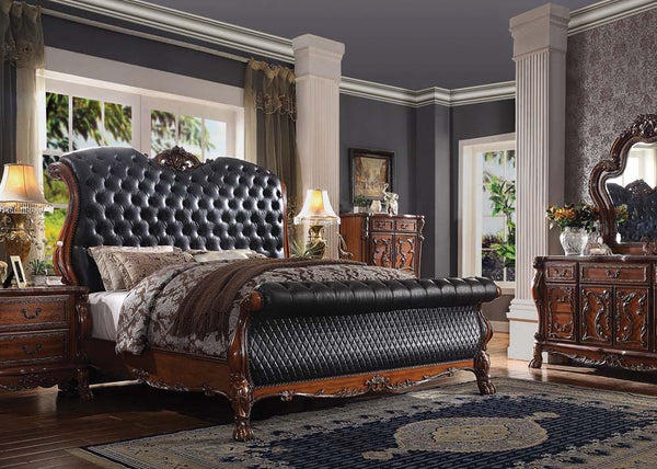 Dresden - Eastern King Bed - PU & Cherry Oak - 75"