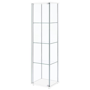 Bellatrix - 4-Shelf Clear Glass Curio Cabinet - White