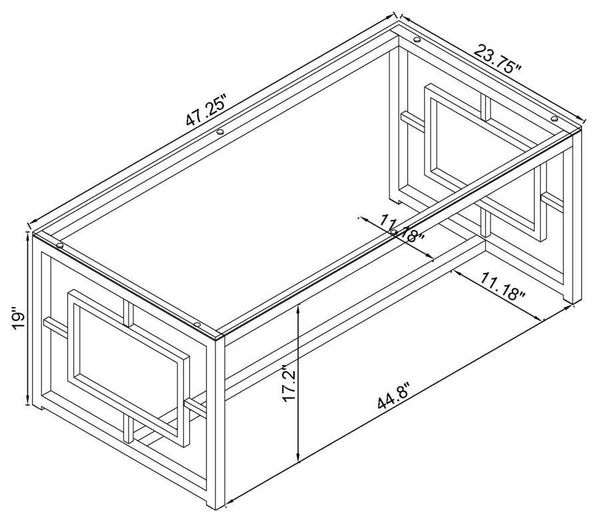 brings a sleek modern design to your living room. The clear tempered glass top offers durability and elegance