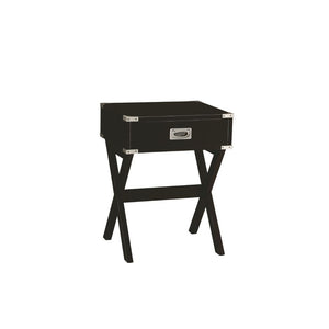 Bring the trending campaign style into your home with this updated Babs end table. With featuring of metal corner strapping and flush mount drawer pull which is true to the style. It is also offered in three colors to expand the options of this timeless d