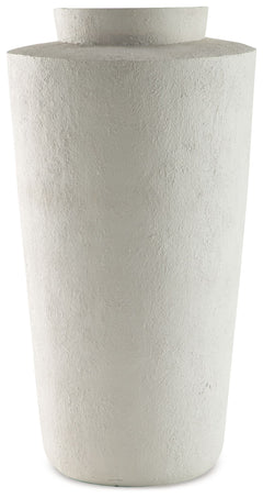 Simply chic. With its textured pattern and asymmetrical top, this cream-colored floor vase is a subtly stylish addition to your decor. Refresh the look by switching out your favorite faux floral arrangements from season to season.<br/><br/><b>Product Feat