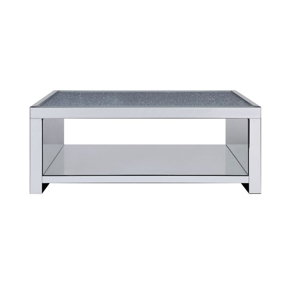 The Malish Coffee Table will add a contemporary touch to any room in your home. With its clean lines, this brilliant rectangular occasional table showcases a distinctive style for an intriguing look. The table features a fully mirrored beveled frame and t
