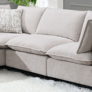 Marisa - Modular Armless Chair - Beige Boucle<br/><br/><b>Product Features</b><ul><li>Seat Construction: Full Foam</li><li>Wooden Inner Frame</li><li>Loose Seat & Back Cushion</li><li>KD Legs</li><li>Wooden Legs</li><li>Feather Down & Cotton Filled</li></