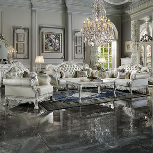 Dresden Loveseat - PU & Bone White Finish