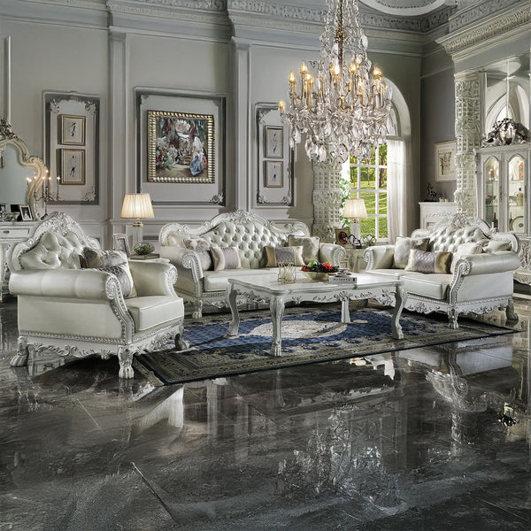 Dresden Loveseat - PU & Bone White Finish