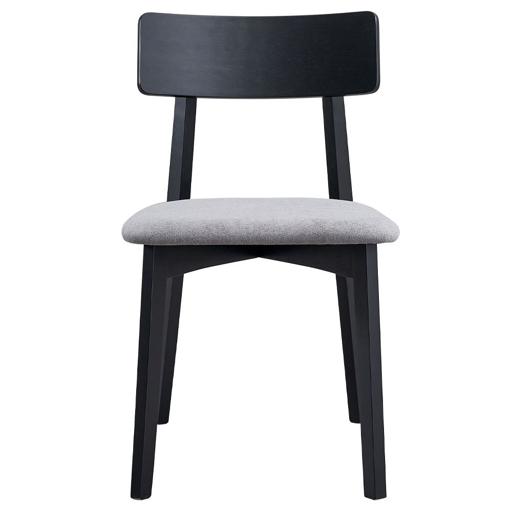 Real - Side Chair (Set of 2) - Gray Linen & Black Finish<br/><br/><b>Product Features</b><ul><li>Rectangular Dining Table</li><li>Fixed Table Top</li><li>Wooden Table Top & Legs</li><li>Padded Seat Cushion</li><li>Curved Wooden Chair Back</li></ul><br/>