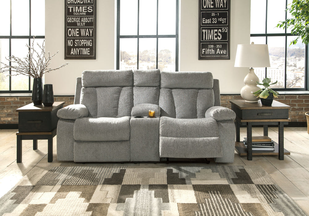 Bring your snacks and beverages and plan for a night with your feet up. This double reclining loveseat is plush in all the right places, and will support you longer than you can binge watch your favorite TV show. The neutral upholstery is ready for a patt