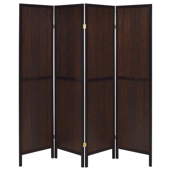 Deepika - 4-Panel Room Divider Folding Screen - Rustic Tobacco