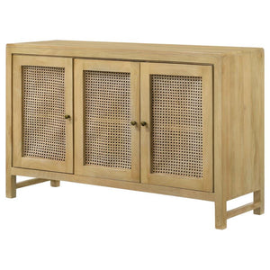 Zamora - 3-Door Wood Accent Cabinet With Woven Cane - Natural