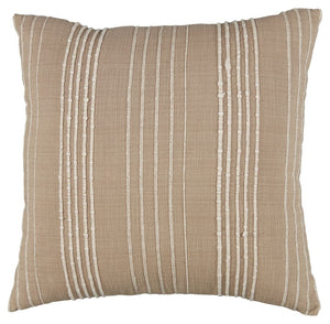 Set your sights on stripes with this pillow. Its soft neutral shades and understated pattern have a sense of effortless beauty. What a welcome addition to your relaxed retreat.<br/><br/><b>Product Features</b><ul><li>Made of cotton</li><li>Soft polyfill</