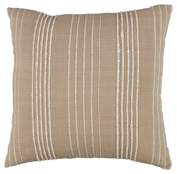 Set your sights on stripes with this pillow. Its soft neutral shades and understated pattern have a sense of effortless beauty. What a welcome addition to your relaxed retreat.<br/><br/><b>Product Features</b><ul><li>Made of cotton</li><li>Soft polyfill</