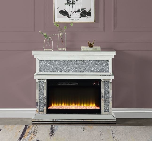Noralie - Fireplace - Pearl Silver - 39-"L x 12-"W x 36-"H