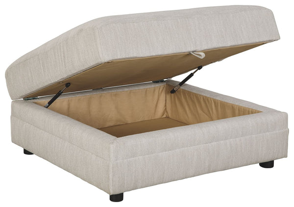  contemporary form with practical function. Beneath the ottomanâ€™s hinged lift top lies a roomy storage compartment full of potential. Whether you reserve it for seasonal throws