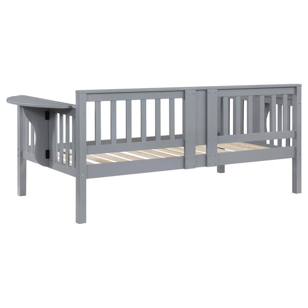 Bethany - Wood Twin Daybed With Drop - Down Tables - Gray