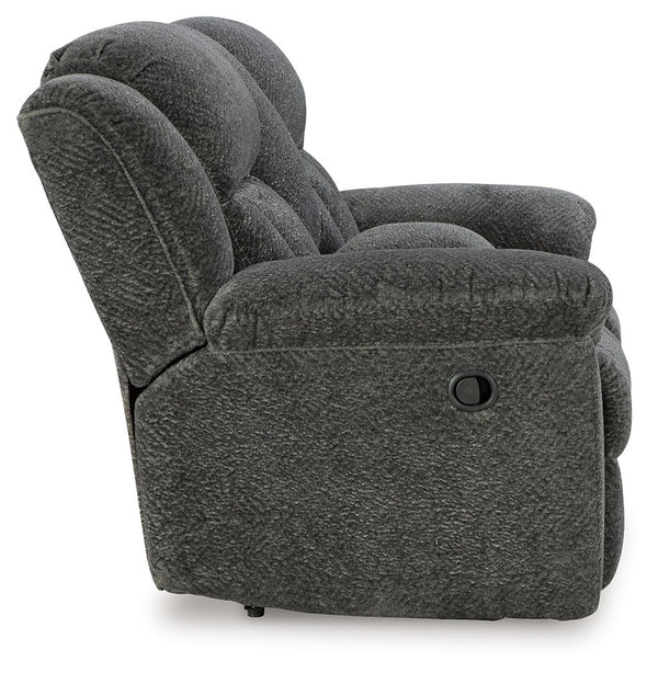 Frohn - Graphite - Dbl Reclining Loveseat with Console