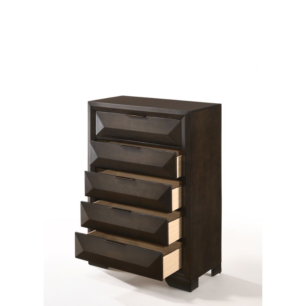 5 Drw Drawer: Beveled Fronts, Glide Center Metal (Kenlin Glide, Ext. 8-"), Dovetail English Front & Back, Felt-Lined Top Drawer Only, Safety Stop Included, Manual Close, Hardware: Finger Pull (Single) CONSTRUCTION: Wooden Case Good with Wood Veneer Q&A] C