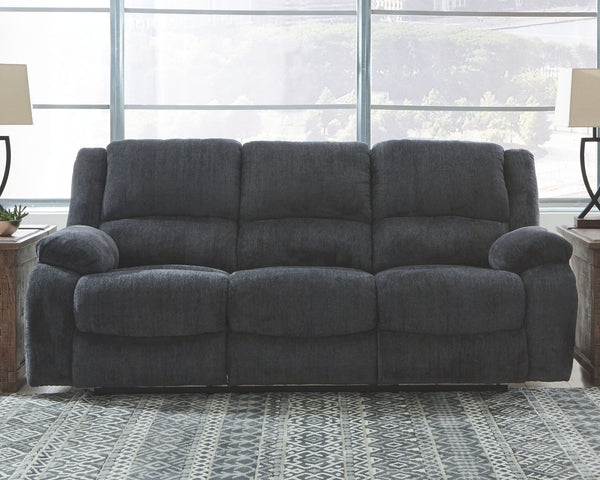  softly textured chenille upholstery provides a comfy surface on which to lounge. With bustle back construction and thickly cushioned armrests