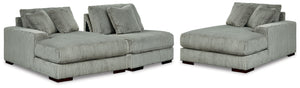 Plush and posh. Showcase your eye for on-trend texture with the statement-making cord upholstery of this sectional with double chaise. Its stunningly soft fabric entices in a warn neutral hue, complementing contemporary color palettes. Sink into the cushi