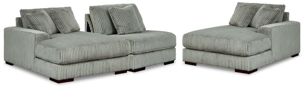 Plush and posh. Showcase your eye for on-trend texture with the statement-making cord upholstery of this sectional with double chaise. Its stunningly soft fabric entices in a warn neutral hue, complementing contemporary color palettes. Sink into the cushi
