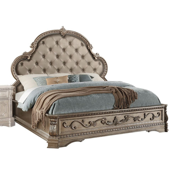 The Northville traditional design of this collection is distinguished by flowing lines and decorative details on every piece-curved fronts and tops, acanthus leaf accents, elaborately carved bracket feet and ornate pulls in an antique renter finish. The t