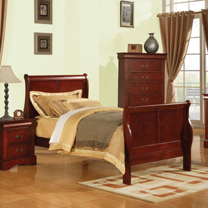 The Louis Philippe III collection brings traditional style details from its sleigh beds, featuring KD headboard, and footboard. Crafted with selected wood and veneers is available in different finish to choose from antique gray, black, cherry and white fi