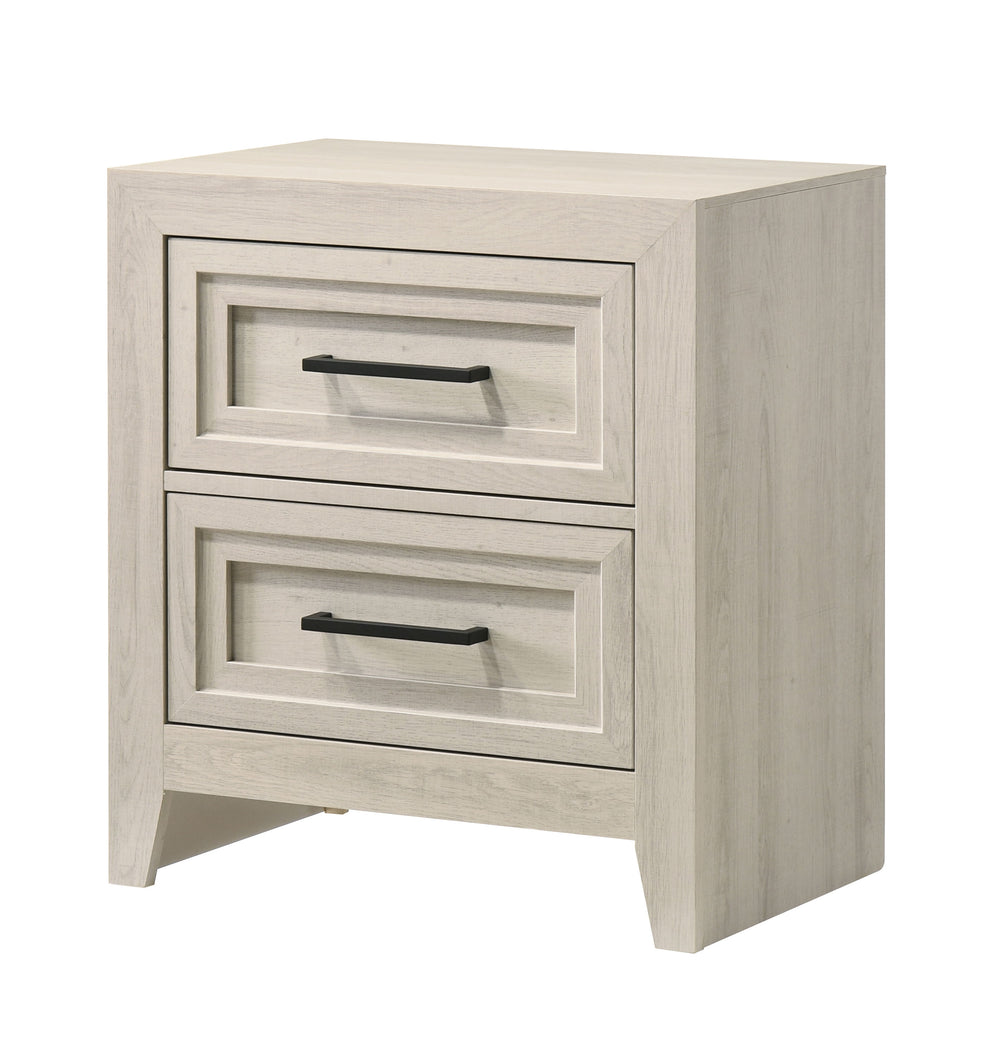 Elevate your bedroom with this elegantly designed furniture collection, blending contemporary sophistication with timeless charm. The soft, light wood finish exudes a sense of tranquility, while the intricate panel detailing adds a touch of refined crafts