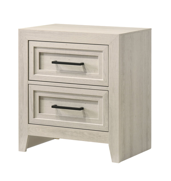 Elevate your bedroom with this elegantly designed furniture collection, blending contemporary sophistication with timeless charm. The soft, light wood finish exudes a sense of tranquility, while the intricate panel detailing adds a touch of refined crafts