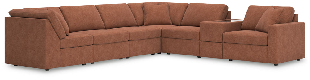 Looking cool and contemporary is great. But when it comes down to it, youâ€™re all about low-maintenance lounging. With the performance fabric on this sectional with console, cleaning spills is a breeze. Its customizable modular design caters to your ever
