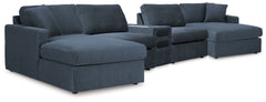 Looking cool and contemporary is great. But when it comes down to it, youâ€™re all about low-maintenance lounging. With the performance fabric on this sectional with audio console, cleaning spills is a breeze. Its customizable modular design caters to you