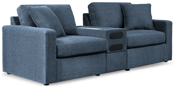 Looking cool and contemporary is great. But when it comes down to it, youâ€™re all about low-maintenance lounging. With the performance fabric on this sectional loveseat with audio system, cleaning spills is a breeze. Its customizable modular design cater