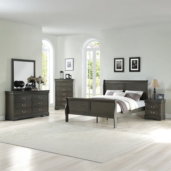 Louis Philippe - Eastern King Bed - Dark Gray