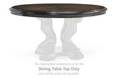 This dining table top is made with hardwood solids, oak and ash swirl veneers, MDF substrates and cast resin components. Pairs with other items in the series to make a dining kit.<br><br><b>Additional Dimensions</b><br><ul><li>Apron to floor: 27.13-"</li>