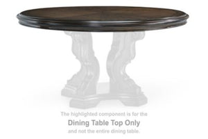 This dining table top is made with hardwood solids, oak and ash swirl veneers, MDF substrates and cast resin components. Pairs with other items in the series to make a dining kit.<br><br><b>Additional Dimensions</b><br><ul><li>Apron to floor: 27.13-"</li>