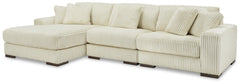 Plush and posh. Showcase your eye for on-trend texture with the statement-making cord upholstery of this sectional with chaise. Its stunningly soft fabric entices in an ivory hue, complementing contemporary color palettes. Sink into the cushions and plan 