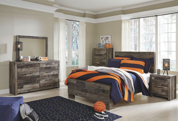 Derekson - 5 Pc. - Dresser, Mirror, Full Panel Bed - Multi Gray