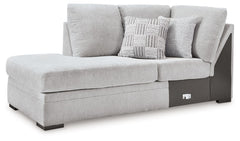 This left-arm facing corner chaise is made with Next-Gen Nuvellaâ„¢ (polyester) fade-resistant, washable fabric. Pairs with other items in the series to make a sectional.<br><br><b>Additional Dimensions</b><br><ul><li>Seat depth: 69-"</li><li>Seat height: