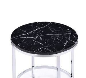  topped with faux black marble that boasts brilliant reflective properties. There is a tempered 