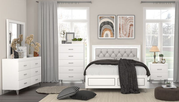 Casilda - Queen Bed - Gray PU & White Finish