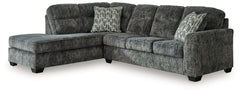 This sectional with chaise speaks to those drawn to fresh, contemporary style with richly neutral appeal. Subtle and sophisticated, the plush upholstery and dark tri-block legs are a natural complement for so many color schemes. On-trend track arms provid