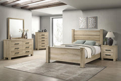 Elevate your bedroom with this cohesive set, designed to blend rustic charm and modern sophistication. Featuring a weathered oak finish, it highlights natural wood grain textures for a warm, inviting atmosphere. Constructed from engineered wood with a scr