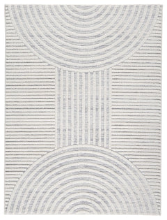 A great area rug should be the intersection of style and comfort. This rug accomplishes just that. Its beautiful geometric design combines lines and half circles to create varied high-low textures. Adding contemporary flair to any room, this rug perfectly