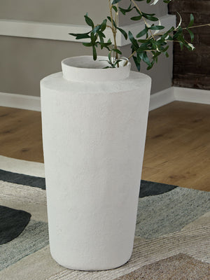  this cream-colored floor vase is a subtly stylish addition to your decor. Refresh the look by switching out your favorite faux floral arrangements from season to season.<br/><br/><b>Product Feat