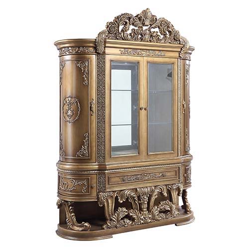 Ornate scrollwork and endless details the Constantine collection takes inspiration from the Baroque era to make up this dining set. The bronze finish creates a regal look to the set. The table sits on highly detailed wooden legs that are not only beautifu