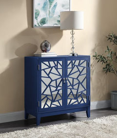 Assembled Rectangular Accent Table w/2 Door Table Top Thickness: 18 mm<br/><br/><b>Product Features</b><ul><li>KD Leg</li><li>Storage: 2 Door Cabinet</li><li>Pattern & Mirror Doors Front</li><li>Magnetic Door Catches</li><li>Case: 1Pc/1Ctn</li><li>Finish: